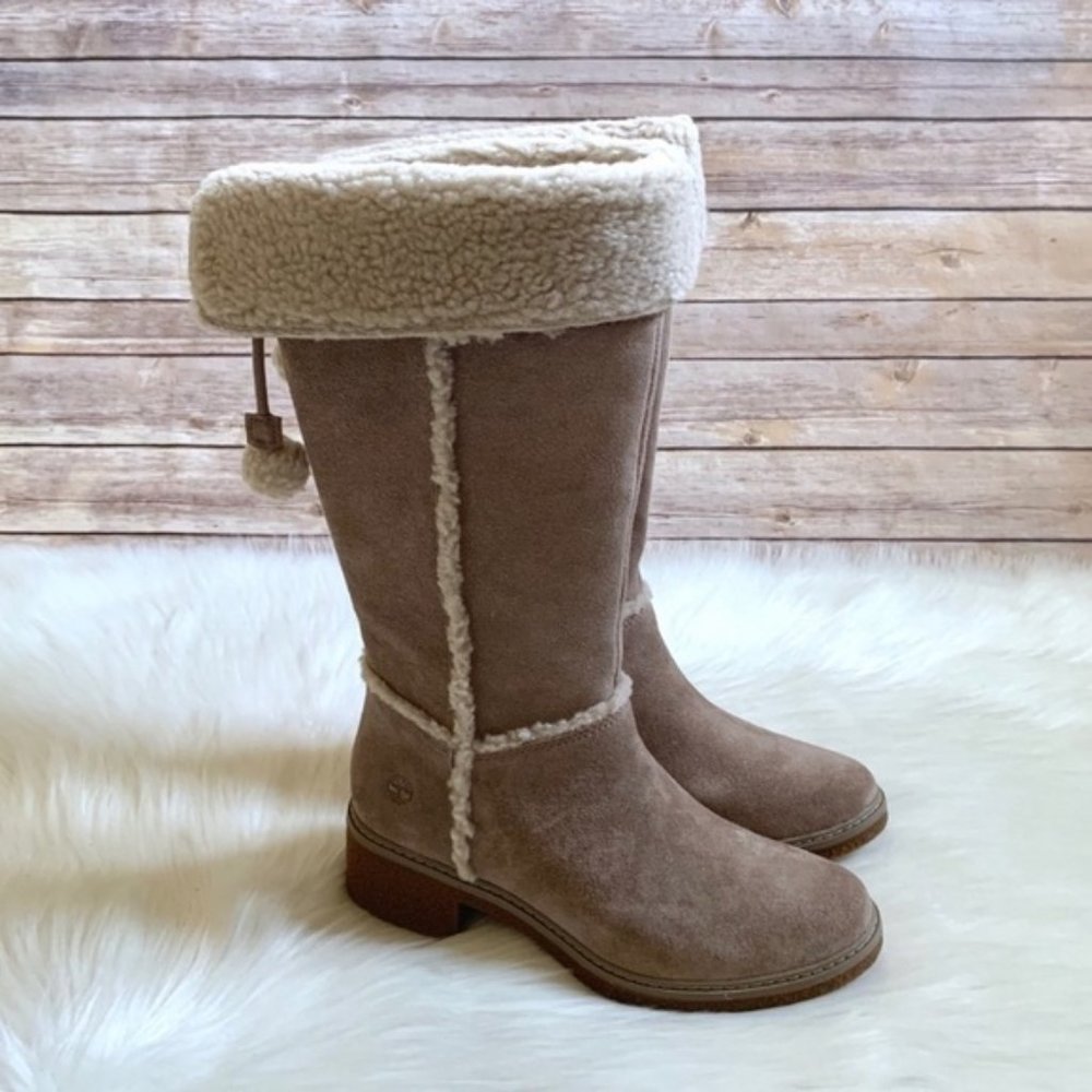 Timberland Women's Brinda Taupe Suede Tall Boots A22DH ALL SIZES - Picture 10 of 15